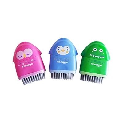 Abbildung von KeyRoad Ergonomischer Anspitzer Einzeln ROCKY DOCKY 3 in 1 mit Radiergummi und Pinsel/ Stück/Kunststoff/Klingen aus Stahl/von Bleistiften Buntstiften/Blister Mischfarben/, KR972031