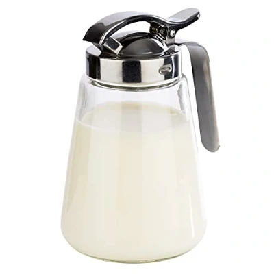 Abbildung von APS 765 Allzweckgießer, Glasgießer mit Edelstahl Schraubdeckel, Gießer für Honig, Kaffeesahne oder weitere Flüssigkeiten, 8,5 x 12 cm, 13 cm Höhe