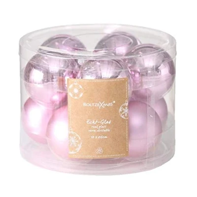 Abbildung von Weihnachtskugeln Christbaumschmuck Christbaumkugeln Glas Kugeln Ø 6 oder 8 cm (Hellrosa, cm, 10er Kugel Set)