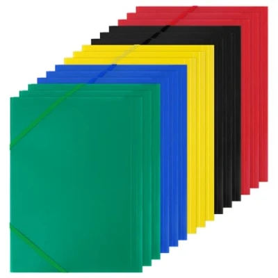 Abbildung von 15 Pcs Einschlagmappe A4 mit Gummizug, Sammelmappe PP Kunststoff Eckspanner Mappe DIN A4, Dokumentenmappe, Leichter Ordner für Akten, Besprechungen, Berichte, Bürobedarf Farbig Sortiert