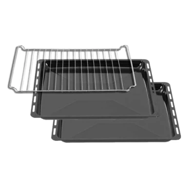 Abbildung von ICQN Backblech 45.5 x 37.5 cm Backbleche &amp; Gitter Set, Emaille, (Doppelt Set mit Gitter, 3 St., Backofenrost), Kratzfest Rostfrei