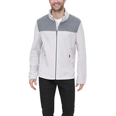 Abbildung von Tommy Hilfiger Herren Lightweight Polar Fleece Jacket Fleecejacke, Hellgrau/EIS, M