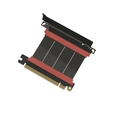 Abbildung von LINKUP AVA5 PCIe 5.0 Riser Kabel RTX5090 RX8900 GPU Bereit x16 128GB/s Geschwindigkeit 4.0 &amp; WRX80/WRX90E Kompatibel Gerade, Schwarz 5cm