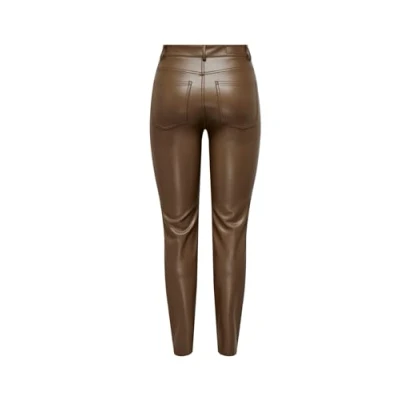 Abbildung von ONLY Damen Onlemily Hw St Ank Faux Leather Pnt Noos Hose, Dark Earth, M / 32L