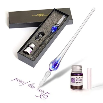 Abbildung von Glasstifte Set Kalligraphie Stift Schreiben, Glas Dip Pen und Tinte Set,für Grußkarten, Unterschriften, Zeichnen, Schreiben.