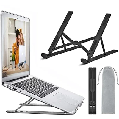 Abbildung von OUGEP Laptop Ständer, Tragbarer Faltbar Höhenverstellbar Notebook Kompatibel mit MacBook Pro Air, iPad, Lenovo, HP Alle 10 15.6 Zoll Tablet (Schwarz)