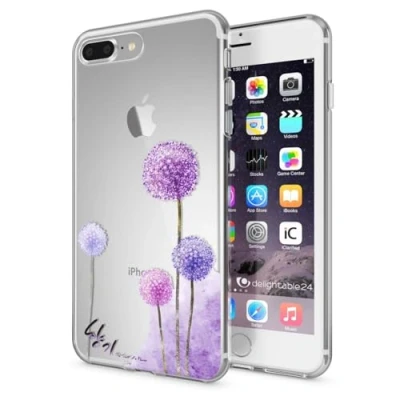 Abbildung von NALIA Handyhülle kompatibel mit iPhone 8 Plus / 7 Plus, Slim Silikon Motiv Handy Case Crystal Schutz Hülle Dünn Durchsichtig, Etui Back Cover Schale Transparent Bumper, Designs:Dandelion Pink