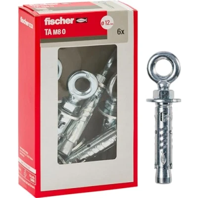 Abbildung von Fischer Tasselli Acciaio Con, diametro pezzi per confezione Stahldübel TA M 8 mit Öse, Durchmesser 12 mm, 71255, 6 Stück pro Packung, Stahl, M8 + occhiolo