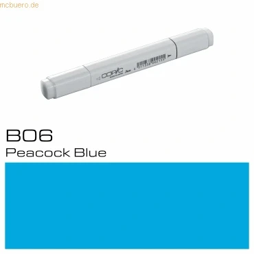 Abbildung von COPIC Classic Marker Typ B 06, Peacock Blue, professioneller Layoutmarker, mit einer breiten und feinen Spitze