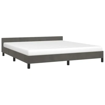 Abbildung von vidaXL Bettgestell mit Kopfteil, Bettrahmen Lattenrost, Bett Polsterbett Stützbeinen, Schlafzimmerbett Doppelbett, Dunkelgrau 180x200cm Samt