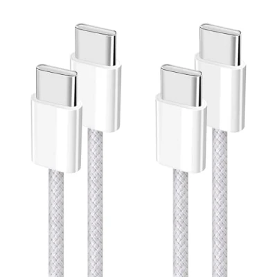 Abbildung von YISH USB C auf Kabel：[ 2Stück 1M+1M ] 60W Schnellladekabel PD Typ Ladekabel Nylon Datenkabel für iPhone 15 Pro Samsung Galaxy S24 S23 S22 iPad Sony MacBook Pro/Air Pixel Switch