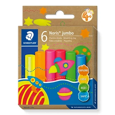 Abbildung von Noris jumbo boetseerklei 6 kleuren FLUO
