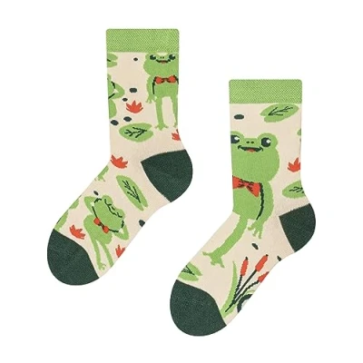 Abbildung von Dedoles Socken Kinder Mädchen Jungen Baumwolle viele lustige Designs Weihnachtssocken 1 Paar, Farbe Grün, Motiv Kleiner Frosch, Gr. 27 30