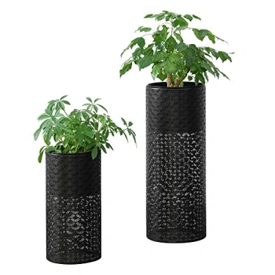 Abbildung von en.casa Blumenständer (2 St), Virton Blumenkübel 2er Set Schwarz