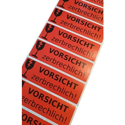 Abbildung von varivendo Etiketten 50 Stück Aufkleber Etikett Vorsicht Zerbrechlich, Paketaufkleber Warn Bruchgefahr Umzug