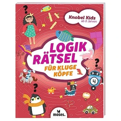 Abbildung von moses. Knobel Kids Logikrätsel für kluge Köpfe, Denksport Kinder, Raten, Spielen, Zeichnen, Suchen, Kinder Beschäftigungsbuch ab 8 Jahren: ... Logik , Mathe u Konzentrationsaufgaben