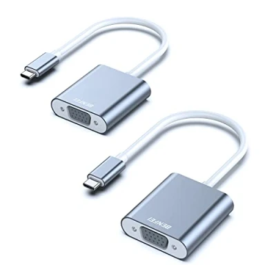 Abbildung von BENFEI USB C auf VGA Adapter, 2 Stück Typ [Thunderbolt 3/4 kompatibel] Adapter für iPhone 15 Pro/Max MacBook Pro/Air 2023 iPad Pro iMac S23 XPS 17 usw