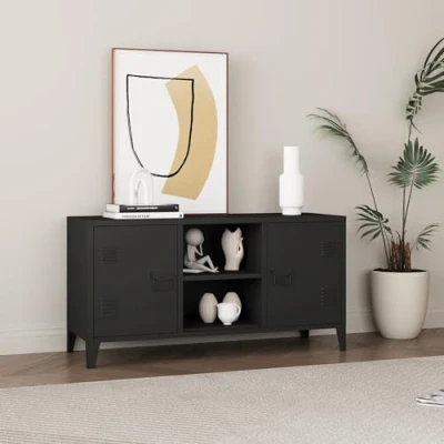 Abbildung von en.casa Sideboard, »Kotka« mit 2 Türen Metall 113 x 40 58 cm Schwarz