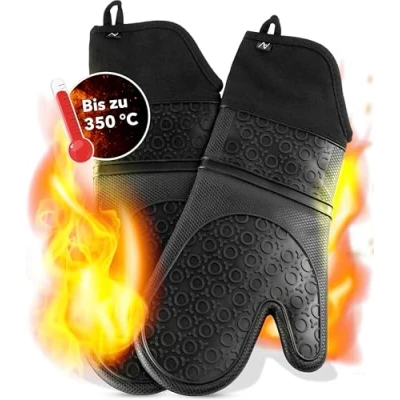 Abbildung von AVANA Topfhandschuhe Silikon Ofenhandschuhe Backhandschuhe Kochhandschuhe, (1 Paar aus Silikon), weiches Baumwoll Innenfutter, Anti Rutsch, Hitzebeständig bis 350C