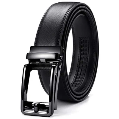Abbildung von CHAOREN Ledergürtel Herren Schwarz Automatik Gürtel Leder 35mm für Anzug und Freizeit Mikroverstellbarer ohne Löcher