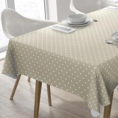 Abbildung von Wachstuch Tischdecke Abwaschbar Eckig 140 x 180 cm Sterne Beige