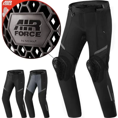 Abbildung von SHIMA RUSH Motorradhose Damen mit Protektoren Mesh AIRFORCE Knieprotektoren Sommer Motorrad Hosen Winter Wasserdicht Motorradkombi Motorradjacke Touren (Schwarz, Frauen, Textilehose, Größe XL)