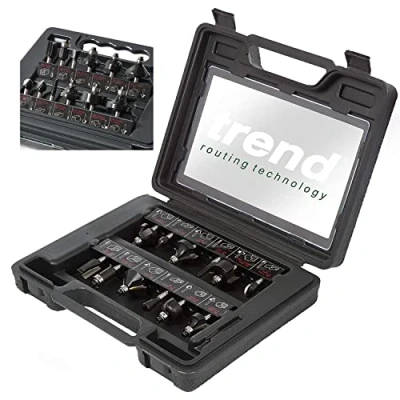 Abbildung von Trend 12 teiliges Starter Cutter Set, enthält eine Reihe der am häufigsten verwendeten Fräser für die dekorative Holzbearbeitung, SET/SS8X8MMTC