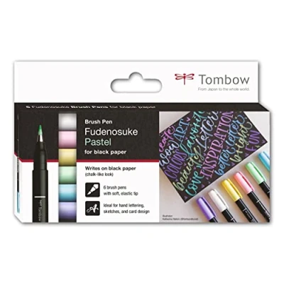 Abbildung von Tombow Brush Pen Fudenosuke zacht pastel voor zwart papier 6 st WS BS 6P (10 22)