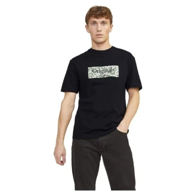 Abbildung von Jack &amp; Jones Jorlafayette Branding TEE CREW NEC Tshirt print, Herren, Größe: Small, Black