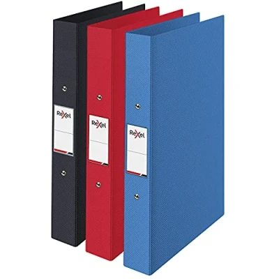 Abbildung von Rexel Choices Ringbuch, A4, 25 mm, Schwarz, Rot, Blau, 3 Stück