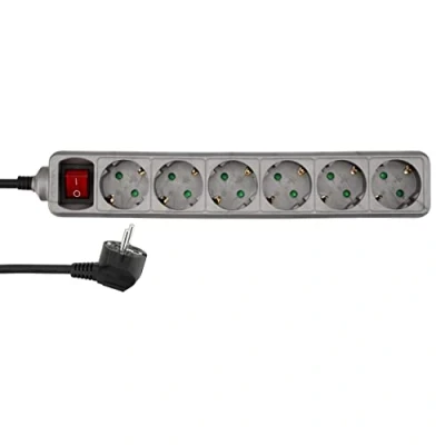 Abbildung von REV 0012621700 Steckerleiste Mehrfachsteckdose 6fach, Kabel 1,4m, max. 3500W, Silber
