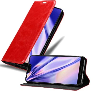 Abbildung von Cadorabo Hülle kompatibel mit Google Pixel 3 XL aus Premium Kunst Leder Flip Klappbare Stoßfeste Magnetische [Standfunktion] [Kartenfächern] Cover für Tasche in Rot