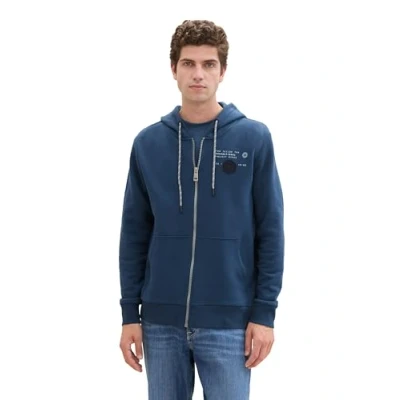 Abbildung von TOM Tailor MIT Print Sweatjacke, Herren, Größe: Large, Nighttime blue
