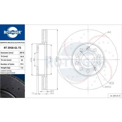 Abbildung von Bremsscheibe ROTINGER RT 2958 GL T5