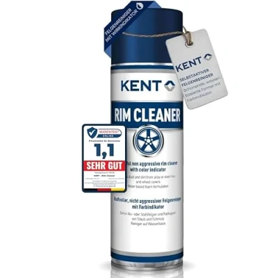 Abbildung von KENT Rim Cleaner Felgenreiniger Spray wasserbasierter Aktivschaum Wirkindikator, Farbumschlag violett entfernt Bremsstaub, Schmutz &amp; Öl Aluminium Stahlfelgen Radkappen