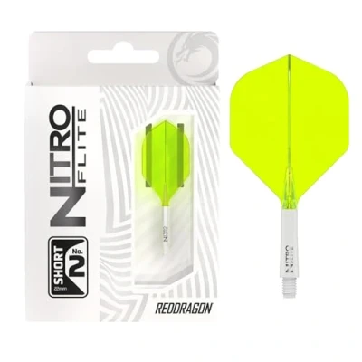Abbildung von RED DRAGON Darts Nitro Flite Integriert Flüge &amp; Schäfte System No.2 Form und Design Weiß Gelb Farbe, Kurz Länge