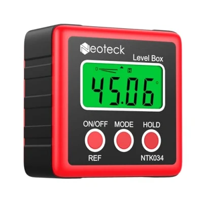 Abbildung von Neoteck Digitaler LCD Winkelmesser Neigungsmesser Inklinometer Wasserdicht Bevel Box Winkelmessgerät Rot