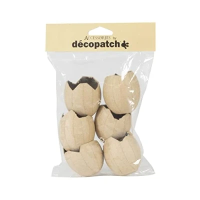 Abbildung von Décopatch AC897C Set mit 6 Übertöpfen aus Pappmaché, Eierform, 5cm, für Wohndeko, einfach zum Verzieren, Kartonbraun, 1