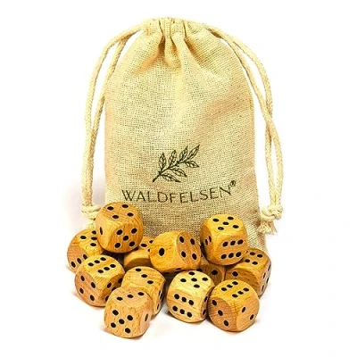 Abbildung von Waldfelsen 6, 12, 20, 30 oder 50 hochqualitative Holzwürfel aus echtem Buchenholz Augenwürfel Spielwürfel Holz in 16 mm Standardwürfel mit Stoffbeutel Würfelset (Blanko, 12 Stück)