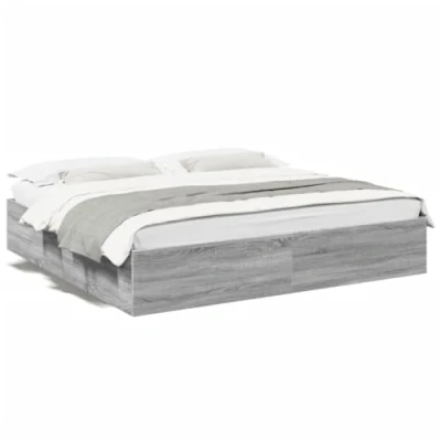 Abbildung von vidaXL Bettgestell, Bett Doppelbett für Schlafzimmer, Bettrahmen mit Lattenrost, Schlafzimmerbett Modernes Design, Grau Sonoma 180x200cm Holzwerkstoff