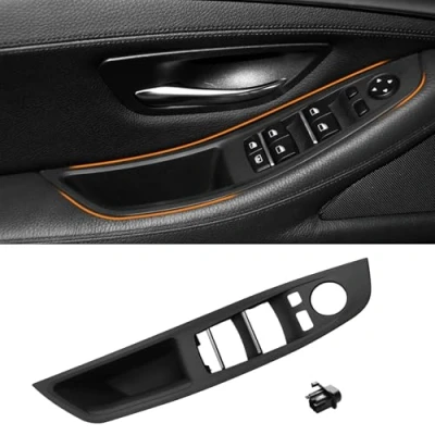 Abbildung von TTCR II Kompatibel mit Türgriff Innen Links BMW 5er F10/F11, Linke Vordertür Griffverkleidung,Fensterschalter Armlehnenverkleidung für F10 F11:520 523 525 528 530 535 (2010 2016) Schwarz