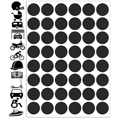 Abbildung von Biomar Labs Reflektoren Fahrrad Reflektierende Aufkleber Reflexfolie Schwarz Stickers Set (48 Stück) für Roller Kinder Kinderwagen Selbstklebende Folie D 62