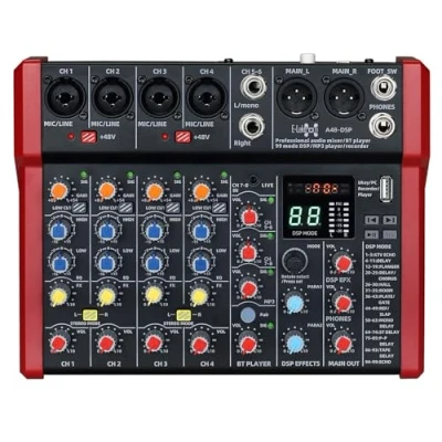 Abbildung von E Lektron A48 DSP Live Mischpult 4 Kanal + Stereo AUX, BLuetooth, MP3 USB Interface und Effekt Prozessor (A48 DSP)