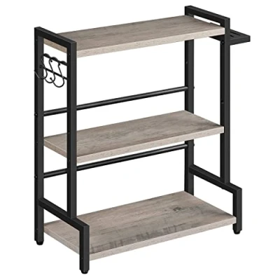 Abbildung von HOOBRO Gewürzregal, Küchenregal mit 3 Haken, Gewürzständer Messerhalter, Schreibtisch Organizer, Verstellbare Füße, für Esszimmer, Küchen, Badezimmer, Greige Schwarz, EBG01TL01