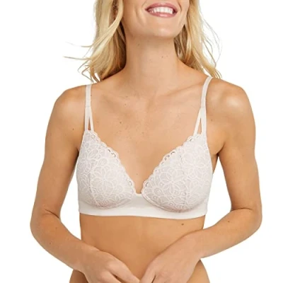 Abbildung von MAIDENFORM Damen, Reiner Komfort, weiche Unterstützung, kabelloser Longline, bügelfrei, bequemer Spitzen BH, Sandshell, Large