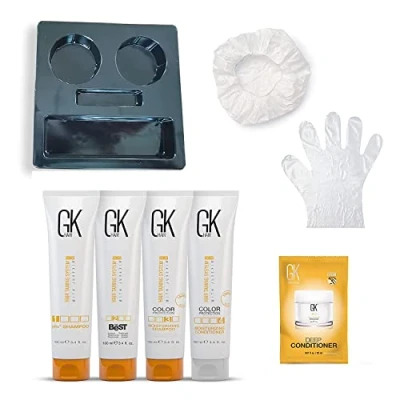 Abbildung von GK HAIR Global Keratin The Best Consumer Box Kit (100ml/3.4 Fl Oz) Haarglättungsbehandlung Professionelle komplexe brasilianische Glättung für glattes, kräuselfreies Haar