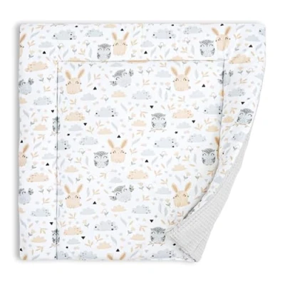 Abbildung von Wickelauflage für Babys 75x72 cm Weiche Baumwolle, Abwaschbar Wickelkommode &amp; Wickeltischauflage Hellgrau Eulen