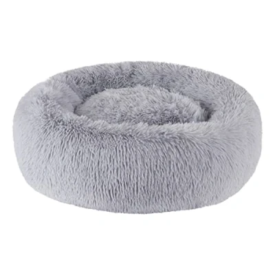 Abbildung von BVAGSS Hundebett Rund Katzenbett Flauschig Donut Kuscheliges Hundekissen Waschbar Ultra Weicher Plüsch Haustierbett für Kleine, Mittelgroße und Große Hunde, Katzen XH034 (Diameter:80 cm, Light Grey)