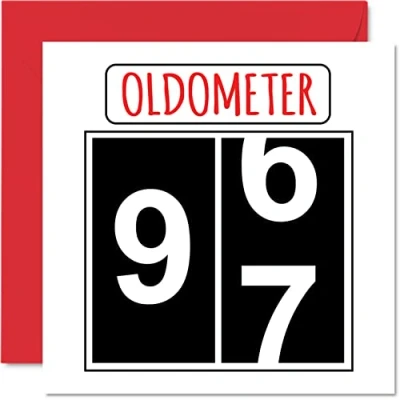 Abbildung von Lustige Karten zum 97. Geburtstag für Männer und Frauen Oldometer Glückwunschkarte Urgroßvater, Opa, Kindermädchen, Oma, Nan, Gran, Vater, Mutter, 145mm Grußkarten