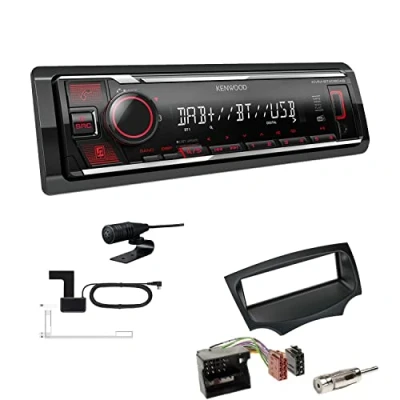 Abbildung von Kenwood KMM BT408DAB 1 DIN Digital Media Receiver Autoradio DAB+ Bluetooth USB Einbauset passend für Ford KA ab 2008 schwarz
